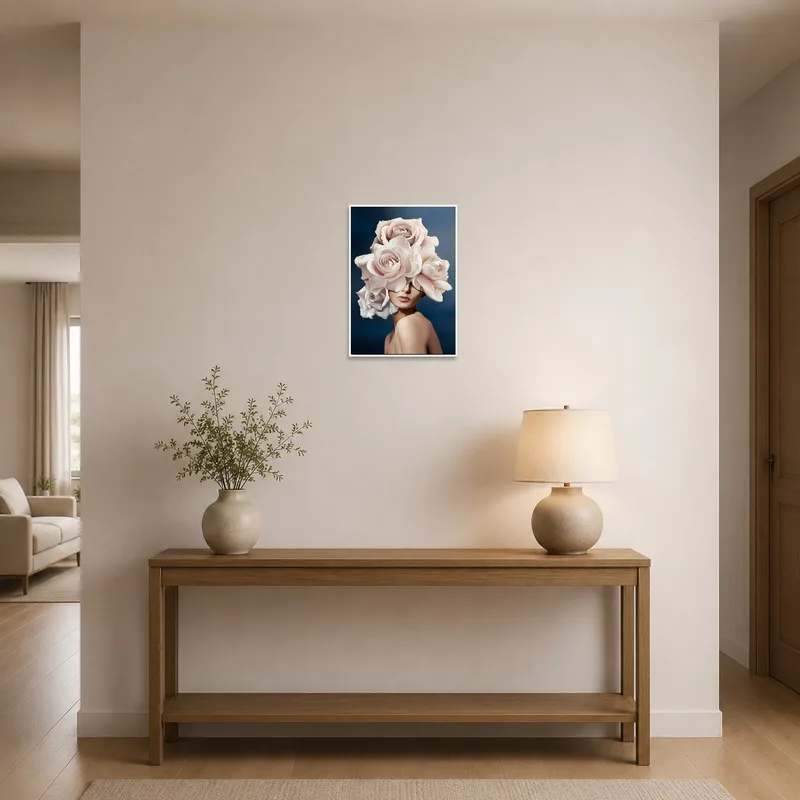 Rose portrait greets guests in the entrance hall.