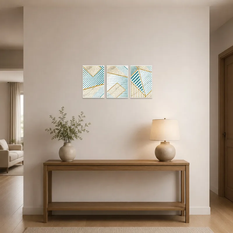 Elegant geometric patterns greet you in an inviting entrance hall.