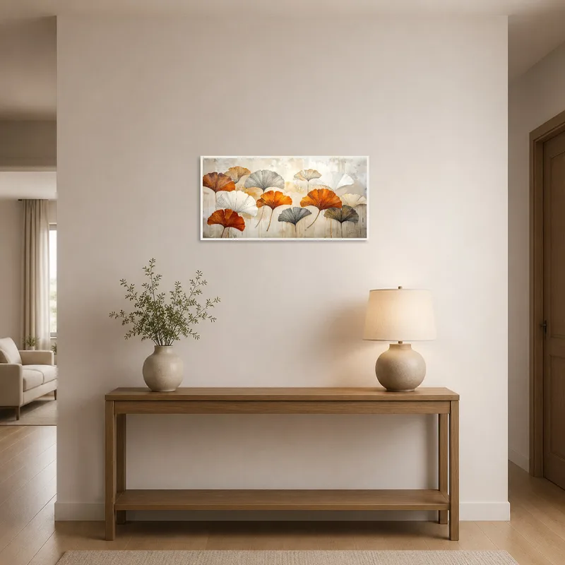 Gingko Leaves art welcomes guests in the entrance hall with a graceful presence.