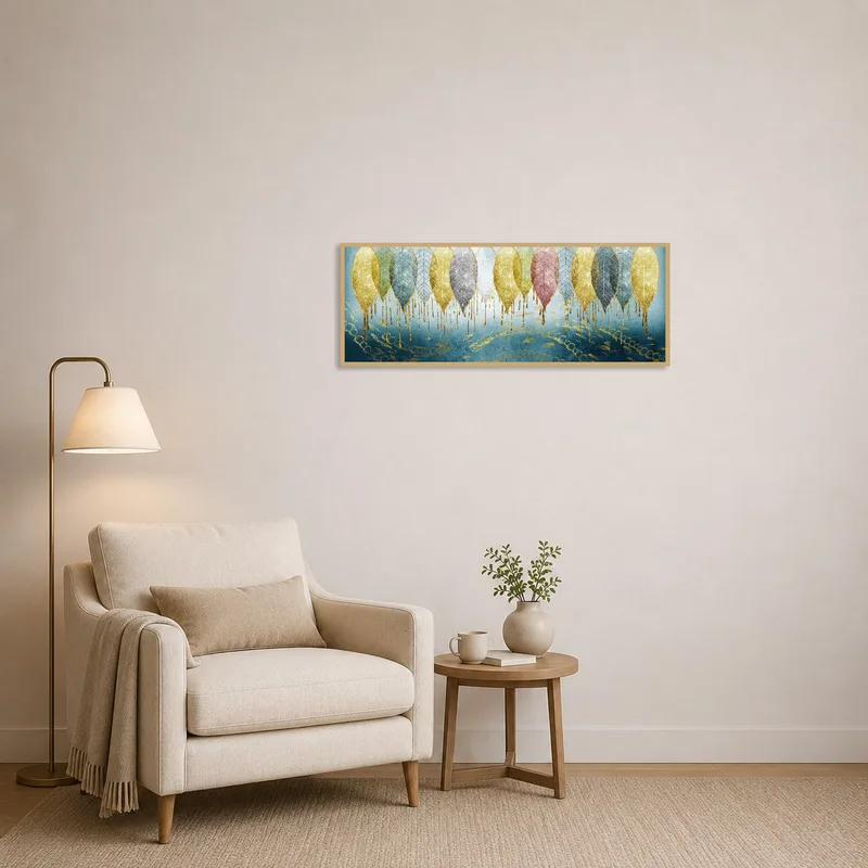 Gentle leaf design enhances the serene atmosphere of a reading corner.
