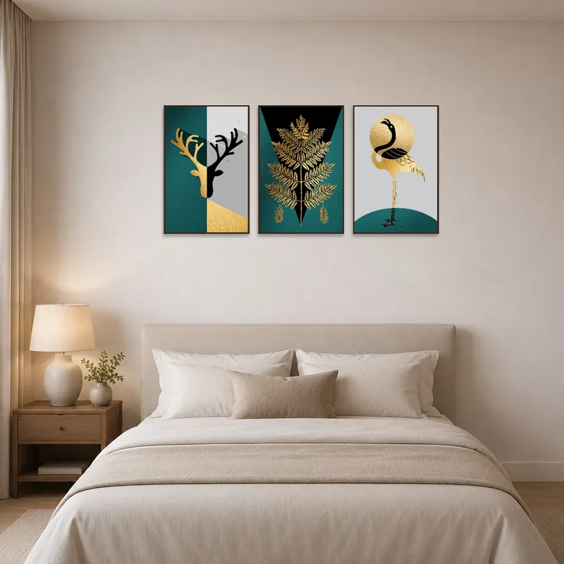 Triptych brings a touch of luxury to a bedroom atmosphere.