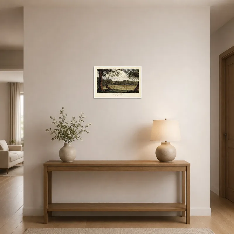 Elegant depiction of Langley Park welcomes guests in a well-lit entrance hall.