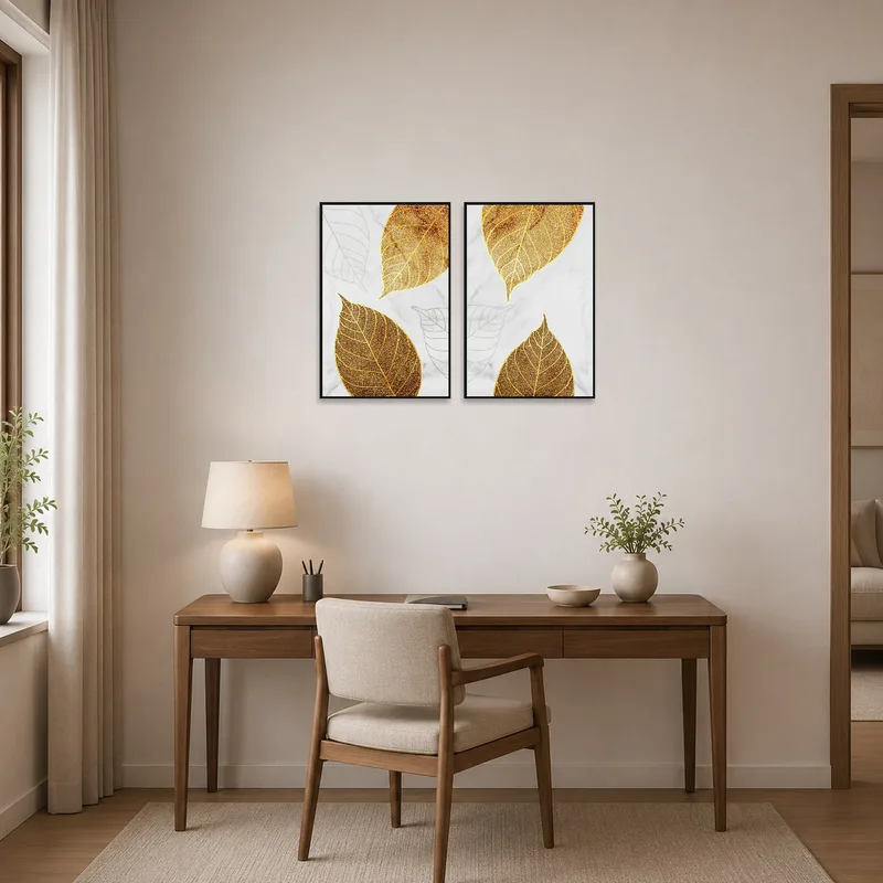 Leaf design set adds a touch of elegance to a home office space.