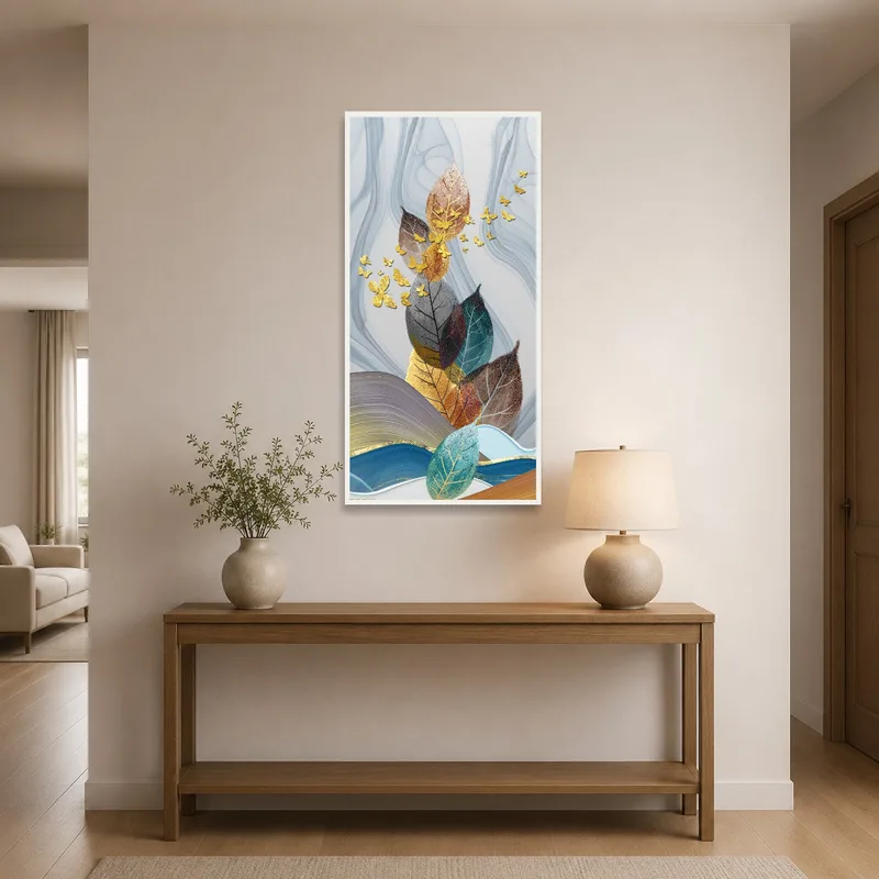 Welcome guests with a leaf and butterfly piece in the entrance hall.