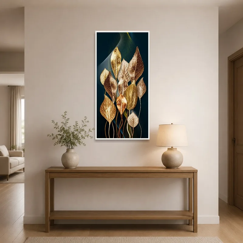 Stylish Metallic Leaves artwork gracing a welcoming entrance hall.