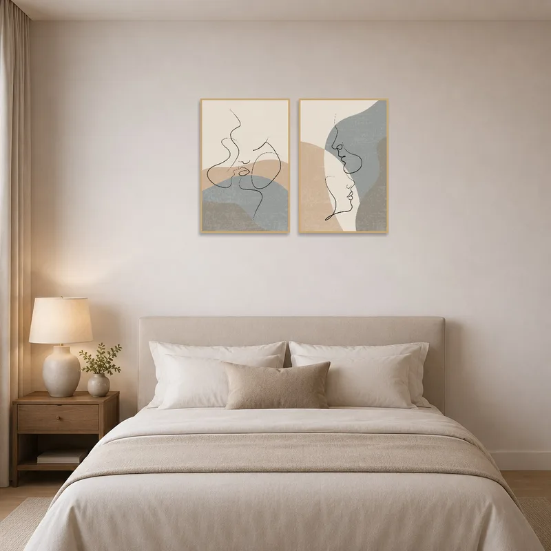 The bedroom features minimalist profiles, enhancing tranquility.