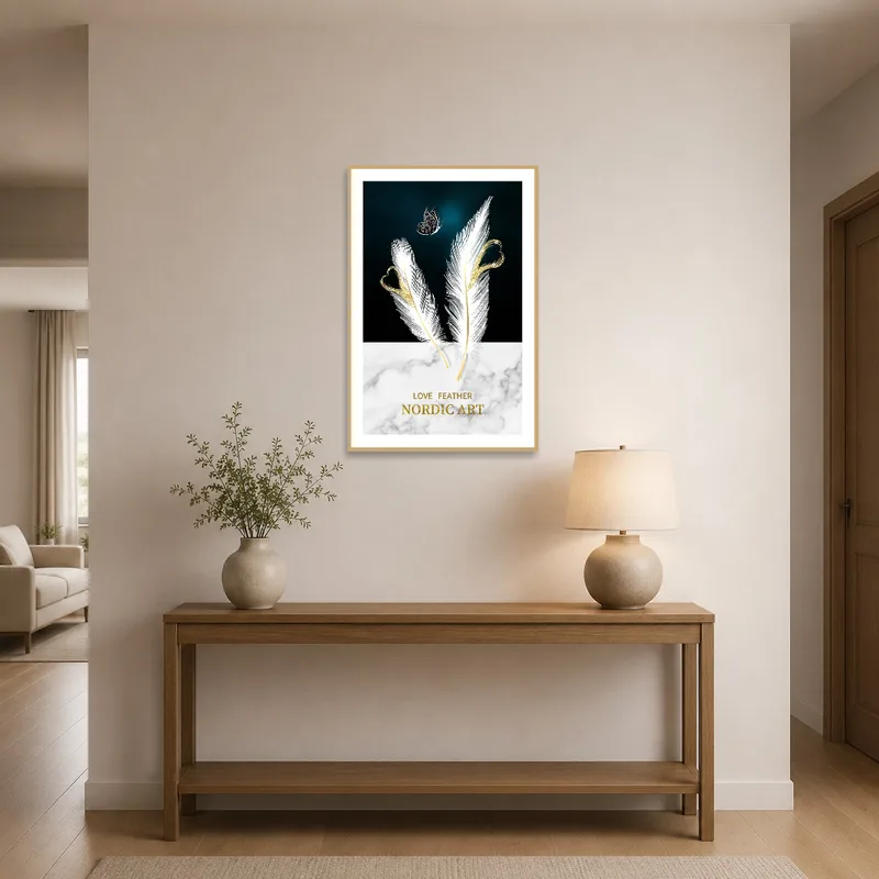 Entrancing feather and butterfly artwork welcomes at the entrance hall.