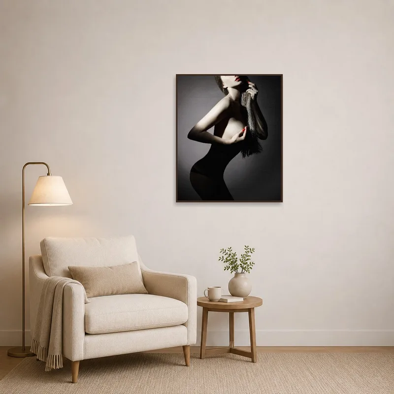 Sophisticated silhouette art print creating a serene reading corner.