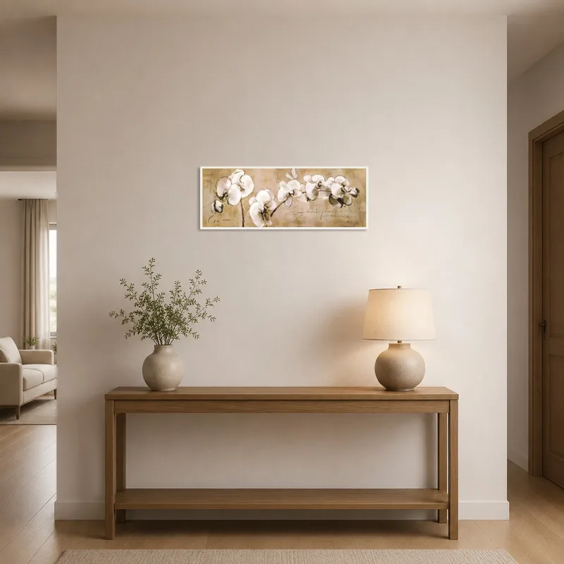 Conveys a serene ambiance in an entrance-hall setting.