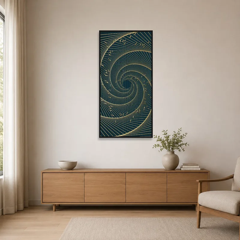 Elegant geometric spiral art enhancing a minimalist decor.