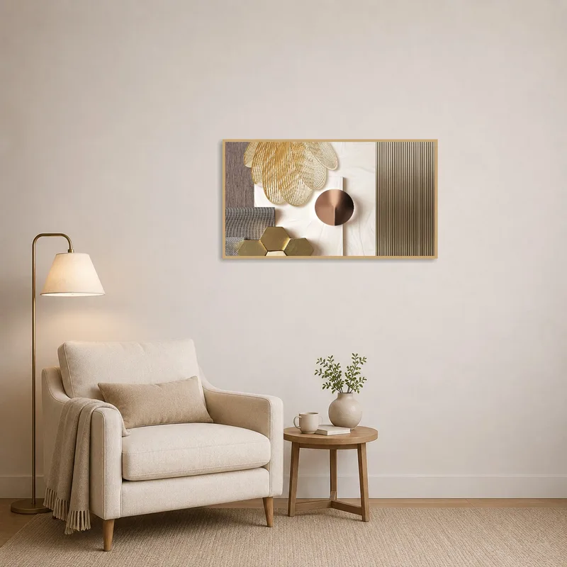 Geometric textures add style to a cozy reading corner with an armchair.