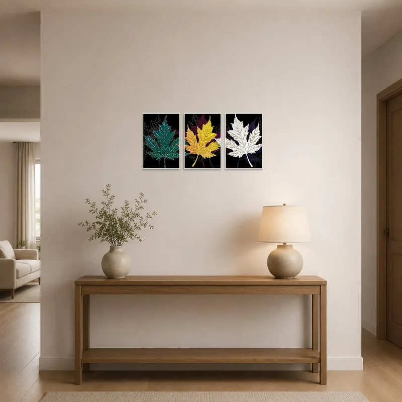 Colorful leaf motifs creating a welcoming entrance hall.