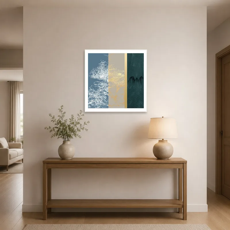 Nature triptych adds elegance to the entrance hall's ambience.