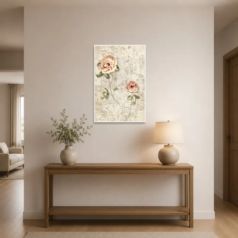 Art print creates a welcoming atmosphere in a classic entrance hall.