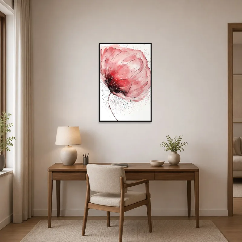 Elegant blossom piece inspiring creativity in a home office setting.