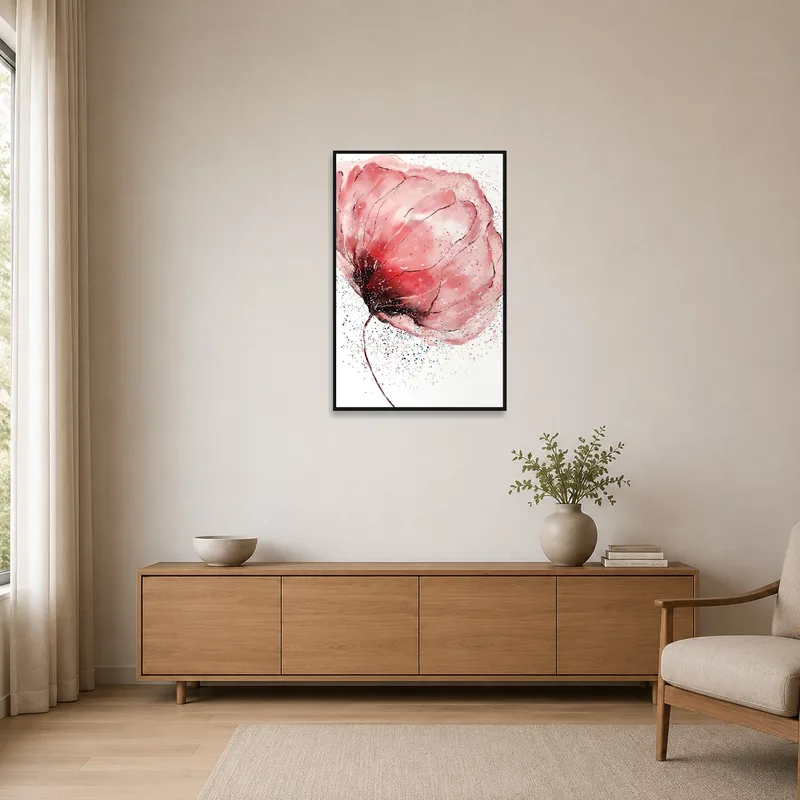 Soft hue floral artwork adding elegance to a minimalist space.