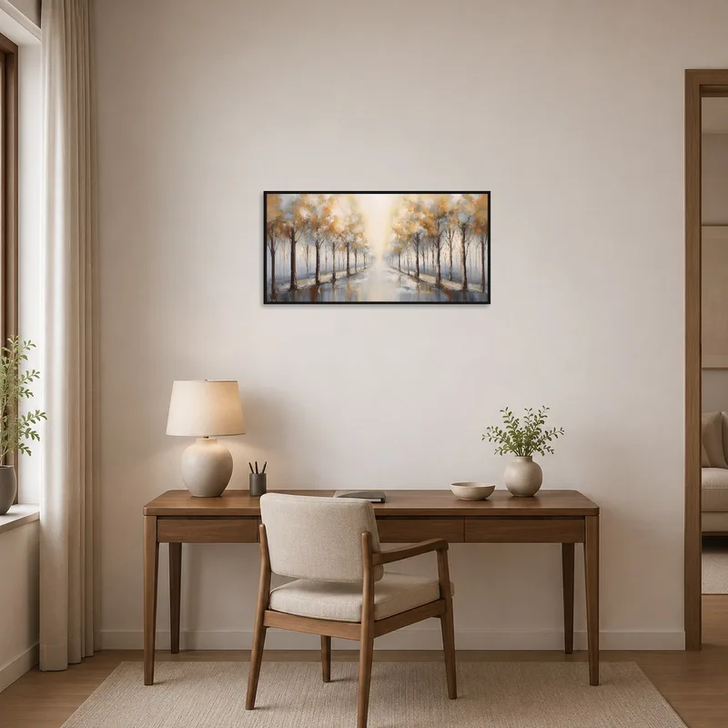 Inspiring autumn piece enhancing the home office ambiance.