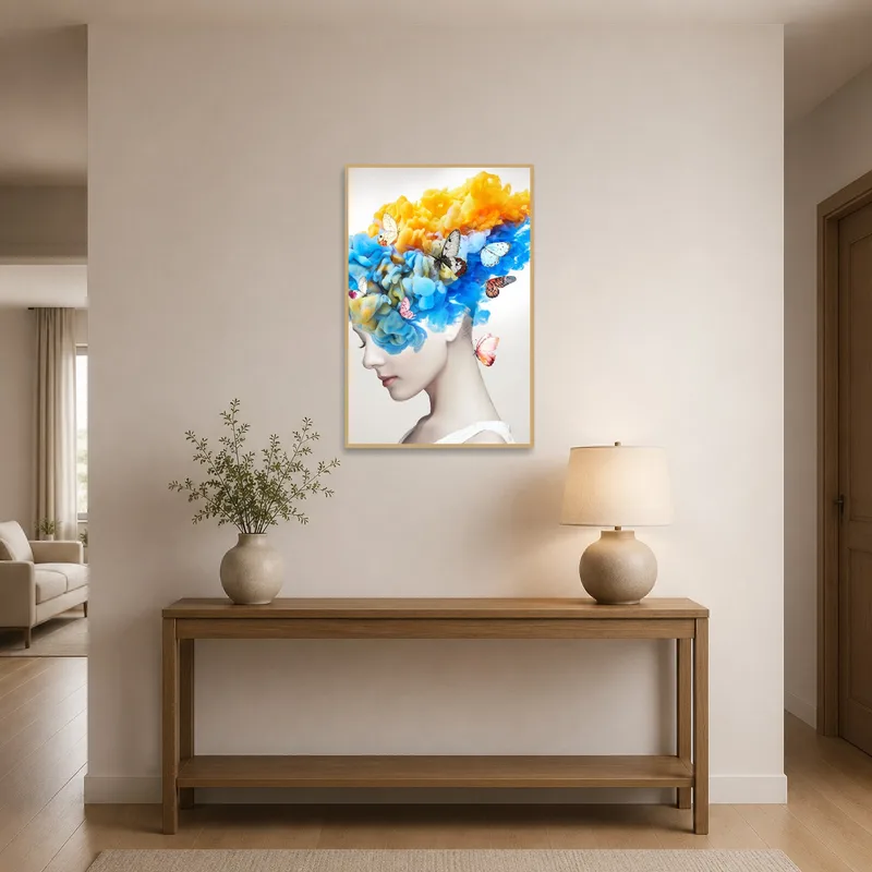 Colorful butterflies greet guests in the entrance hall.