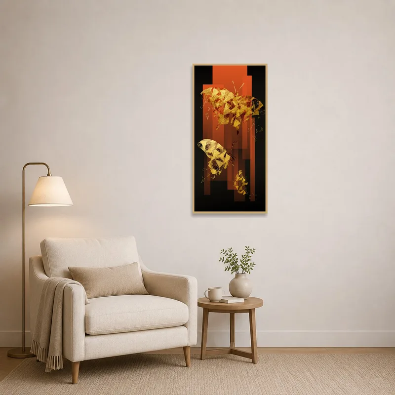 Intricate butterfly design providing a focal point in a cozy reading corner.