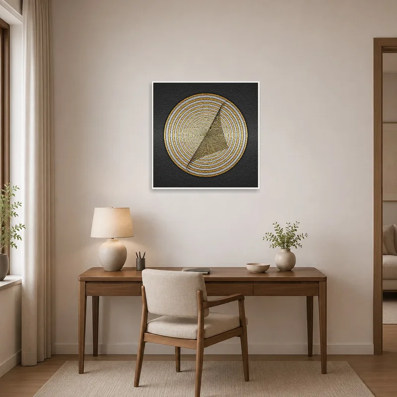 Geometric design brings a touch of sophistication to a home office workspace.