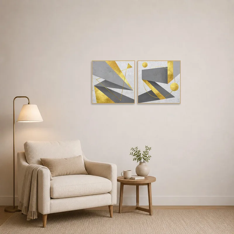 Art set enhances the ambiance of a quiet reading corner.