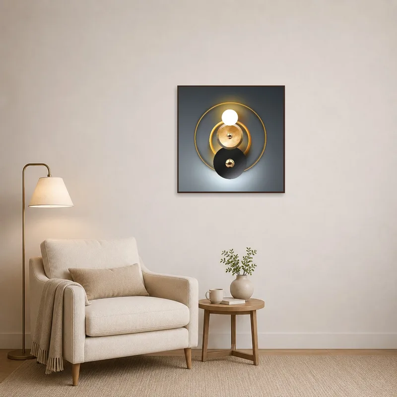 Geometric metallic print infusing a touch of modernity into a cozy reading corner.