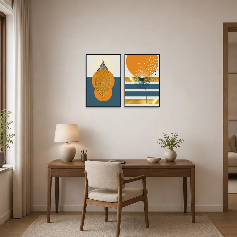 Creative home-office decor with geometric leaf and dandelion set.