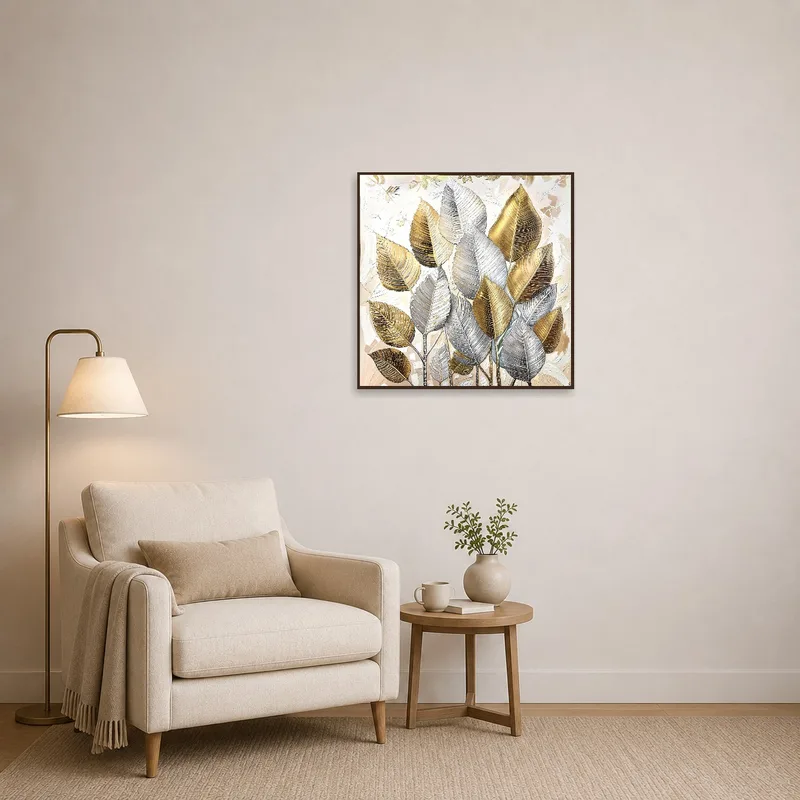 Elegantly placed print in a reading corner, offering a serene and calming atmosphere.