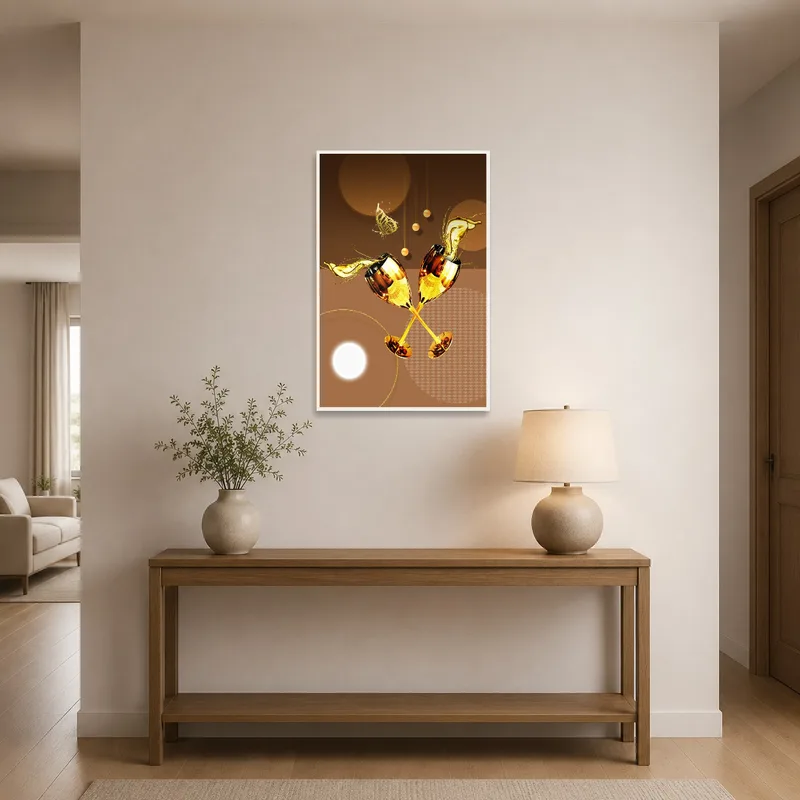 Displayed in an entrance hall, this piece welcomes guests with a hint of celebration.