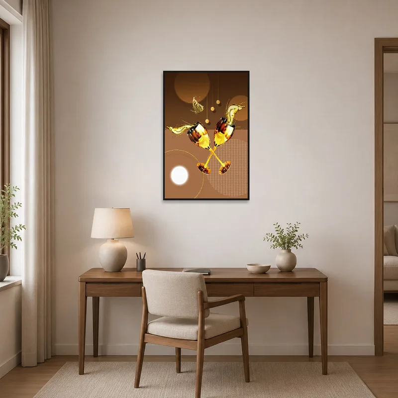 A champagne-themed piece bringing a celebratory feel to a home office.