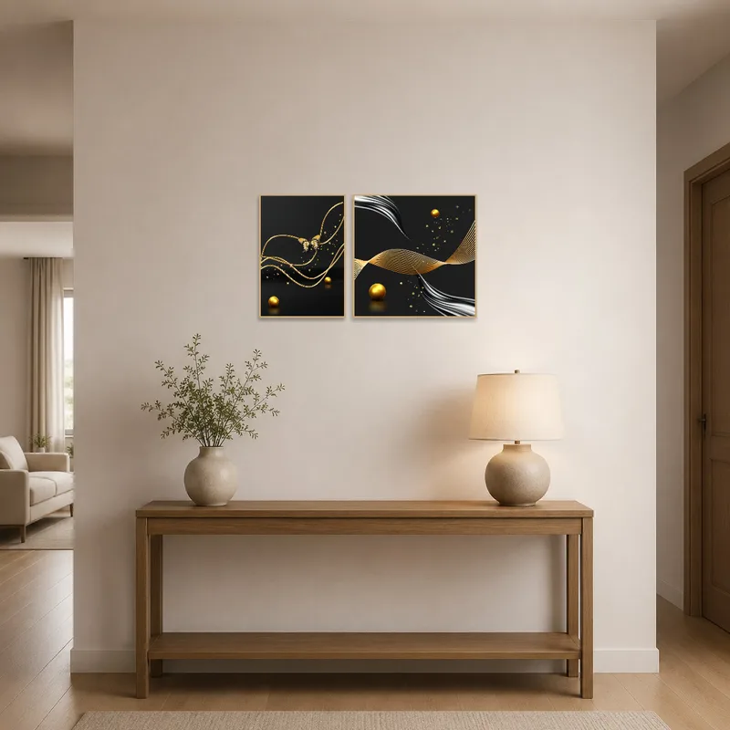 Entrance hall showcasing Golden Elegance, greeting guests with a touch of glamour.