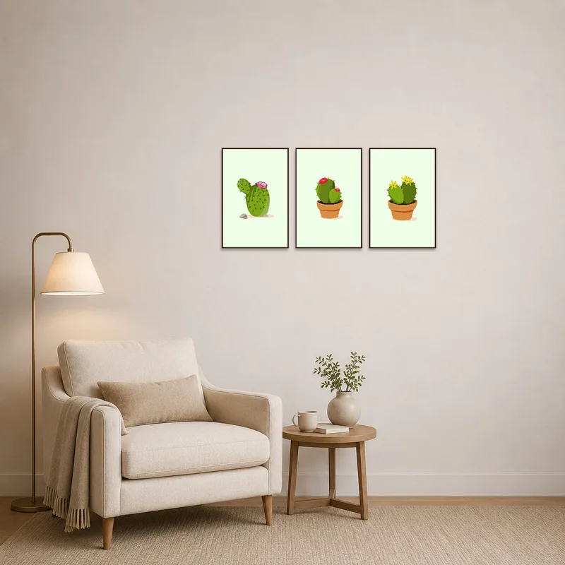 Cactus prints provide a fresh vibe to a cozy reading corner.