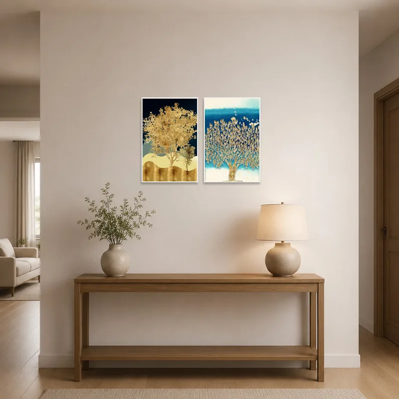 Golden Forest Dreamscape set adding warmth to the entrance hall's open space.