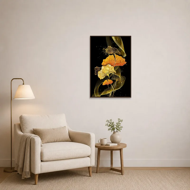 Serene Ginkgo artwork enhancing the cozy vibes of a reading corner.