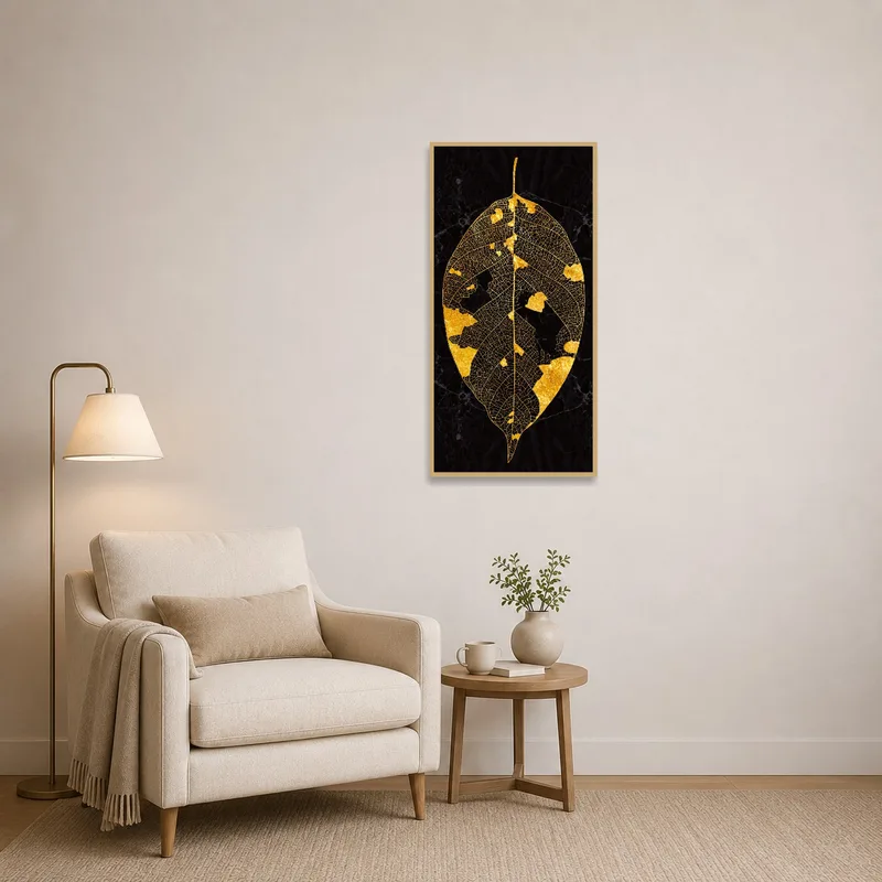 Golden Leaf Veins piece adding elegance to a cozy reading corner.