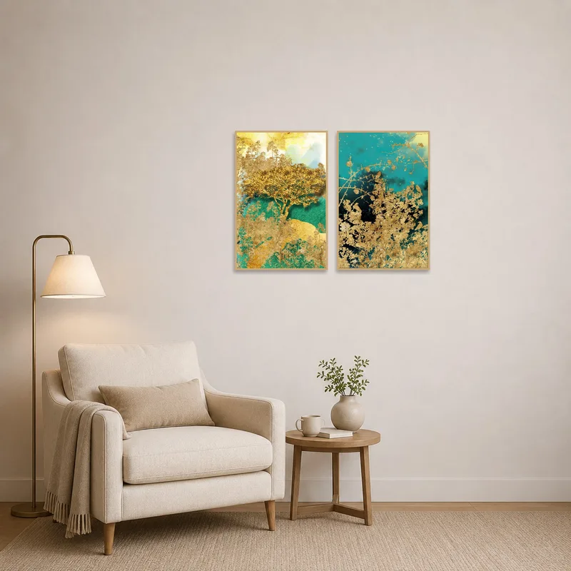 Nature-themed prints cozy up the reading corner.