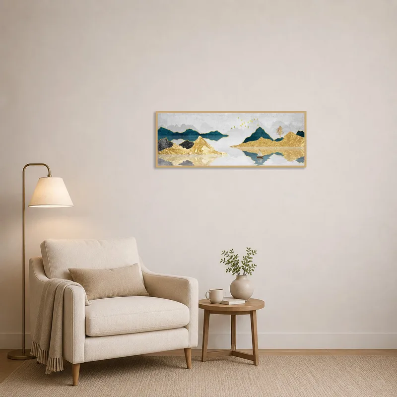 Peaceful landscape enhances the cozy reading corner.