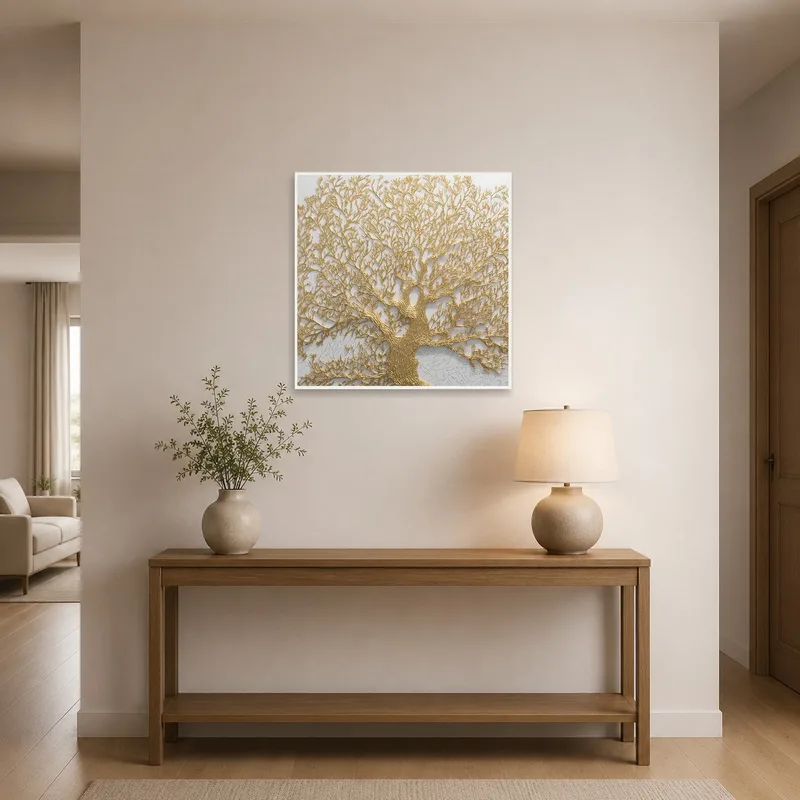 'Golden Tree of Life' artwork adding elegance to a welcoming entrance hall.