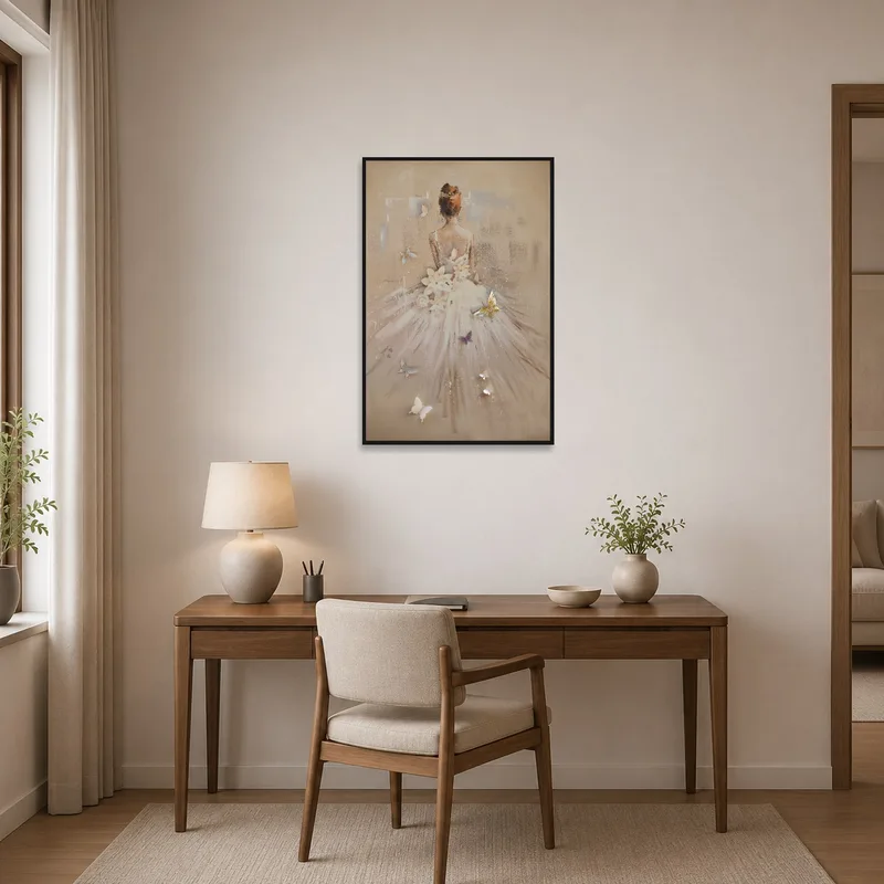 Ballet dancer art inspires creativity in the home office.