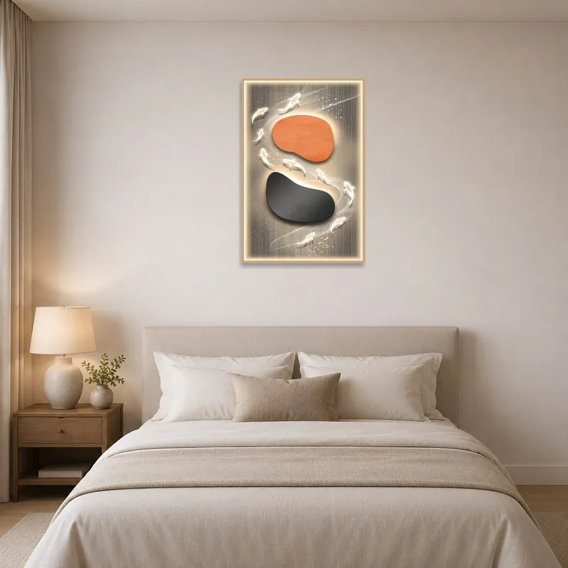 Koi Serenity enhancing the peaceful ambiance of a bedroom.