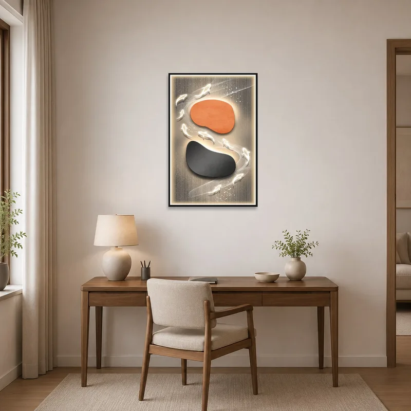 Koi Serenity offering inspiration in a stylish home office.
