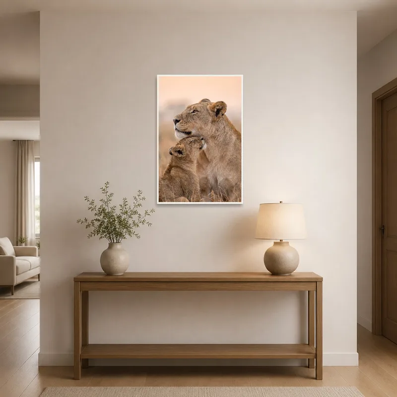 Gracing the entrance hall, a depiction of a lioness and cub sets a welcoming wilderness theme.