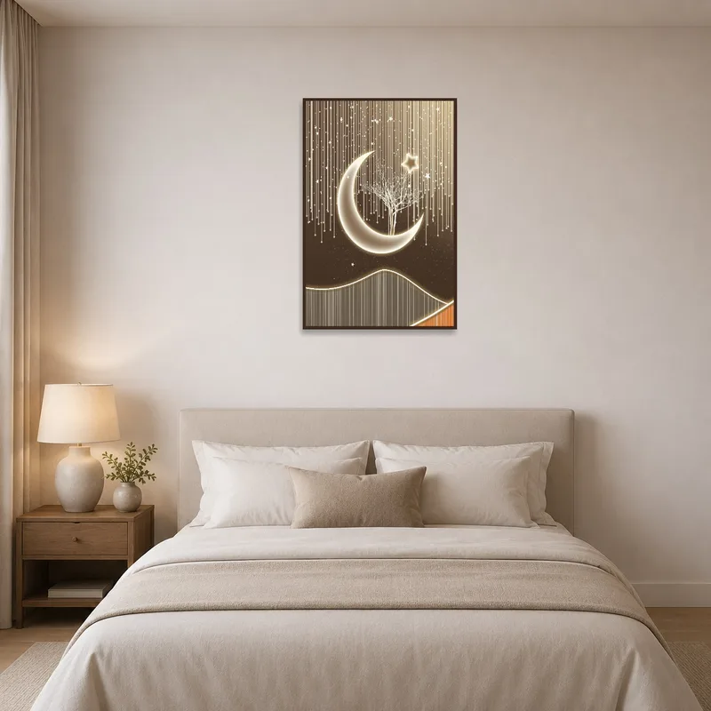 Lunar Dreamscape infusing celestial tranquility into a bedroom.