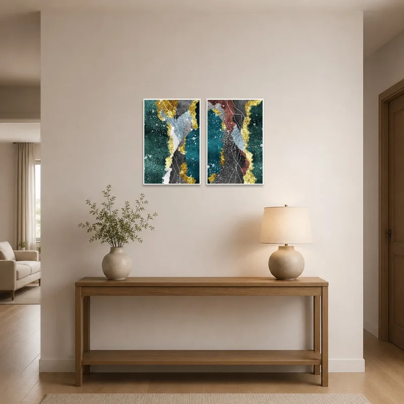 Entrance hall featuring luxe abstract textures, adding a touch of elegance and sophistication.