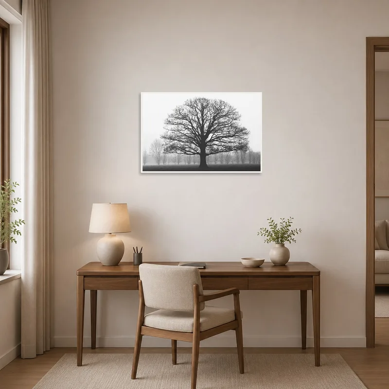 Enhance focus with Majestic Oak Tree in a productive home office.