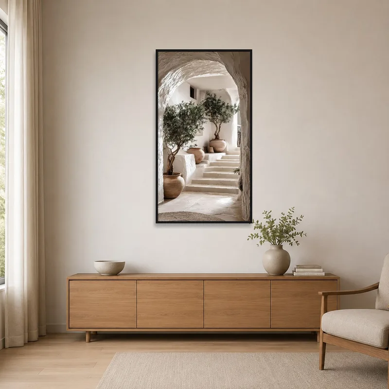 Print of Mediterranean Archway in a minimalist room setting.