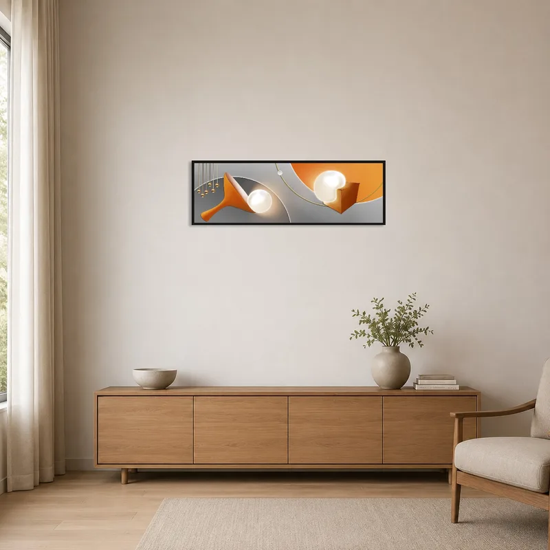 Abstract geometric art enhancing a minimalist space with subtle style.