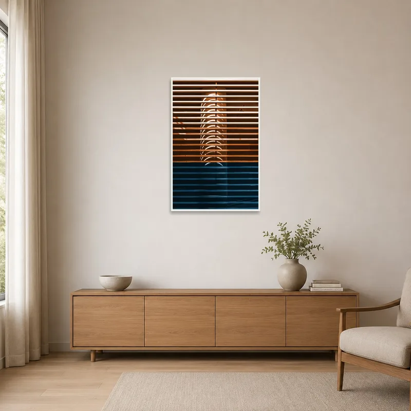 Abstract artwork enhancing a minimalist space with clean lines.