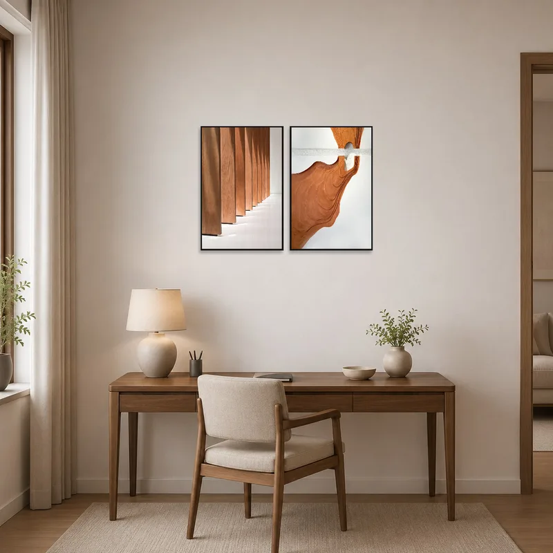 Home office wall featuring a modern architectural wood texture set.
