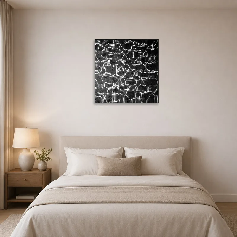 Animal patterns create a tranquil atmosphere in the bedroom.